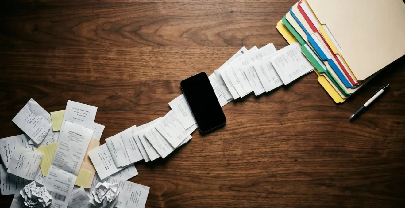 Visual workflow showing receipt capture and categorization process for UK freelancers