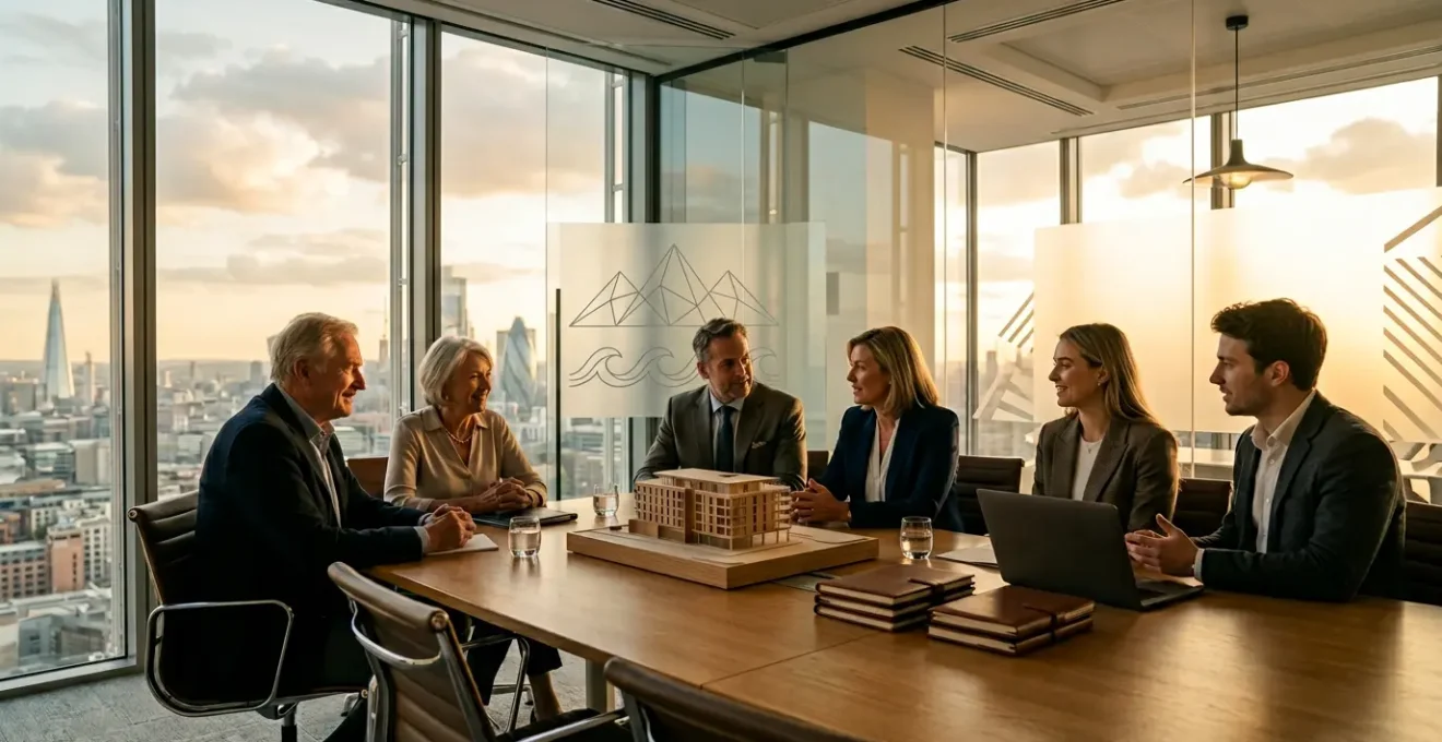 Professional family business owners in boardroom planning tax strategy