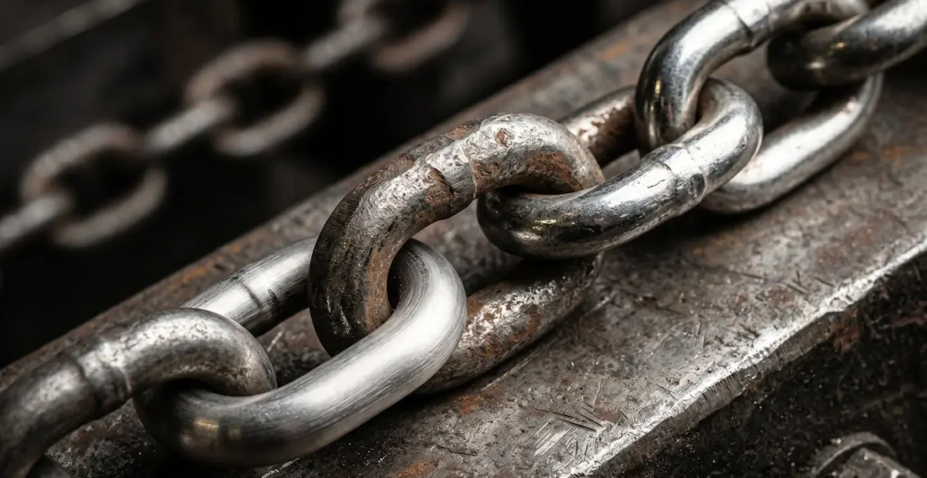 Interlocked chain links symbolizing strong founders' agreement protecting business continuity