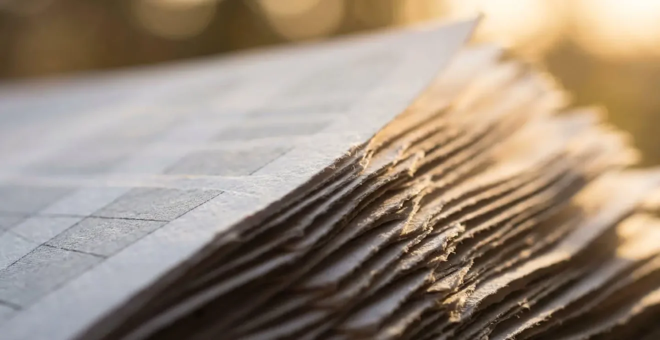 Macro shot of calendar pages with abstract light patterns showing time progression